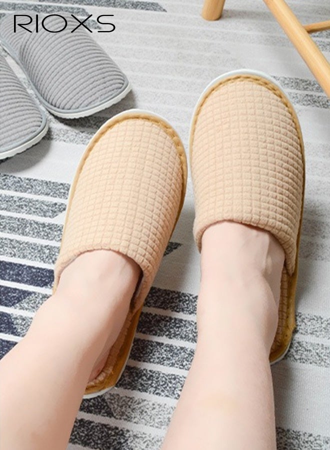 RIOXS 6 Pairs Slippers, Unisex Half Slippers, Non Slip Disposable Slippers For Guest, Reusable Washable Indoor Flats, Mens Womens Slippers, Spa Slippers Guest Slippers For Hotel/ Wedding Party, House Slippers For Bathroom Bedroom, Travel Slippers, Family Closed-toes Half Slippers, Yellow - Image 3
